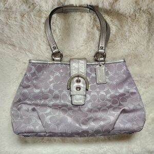 Coach Metallic Silver/gray Signature C Jacquard Tote Bag